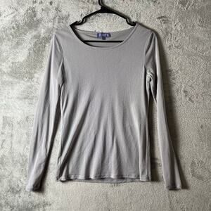 Vivienne Tam Gray Mesh Sleeves Top T Shirt size Large Vintage Y2K